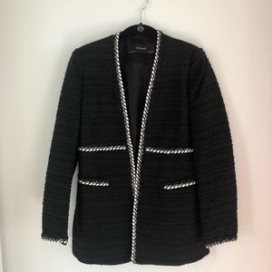 Zara Black Tweed like Blazer in Black - Size S